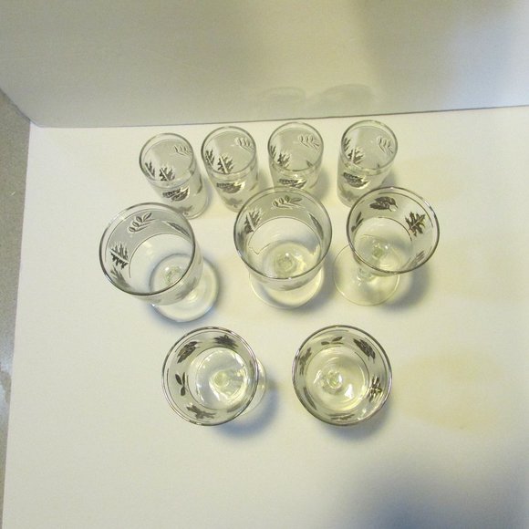 lot of vintage Libbey goblet stem glasses cocktail frosted silver leaf barware - Picture 14 of 15